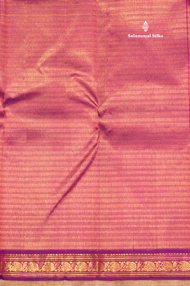 Korvai Yellow Pure Kanjivaram Silk Saree With Small Magenta Border
