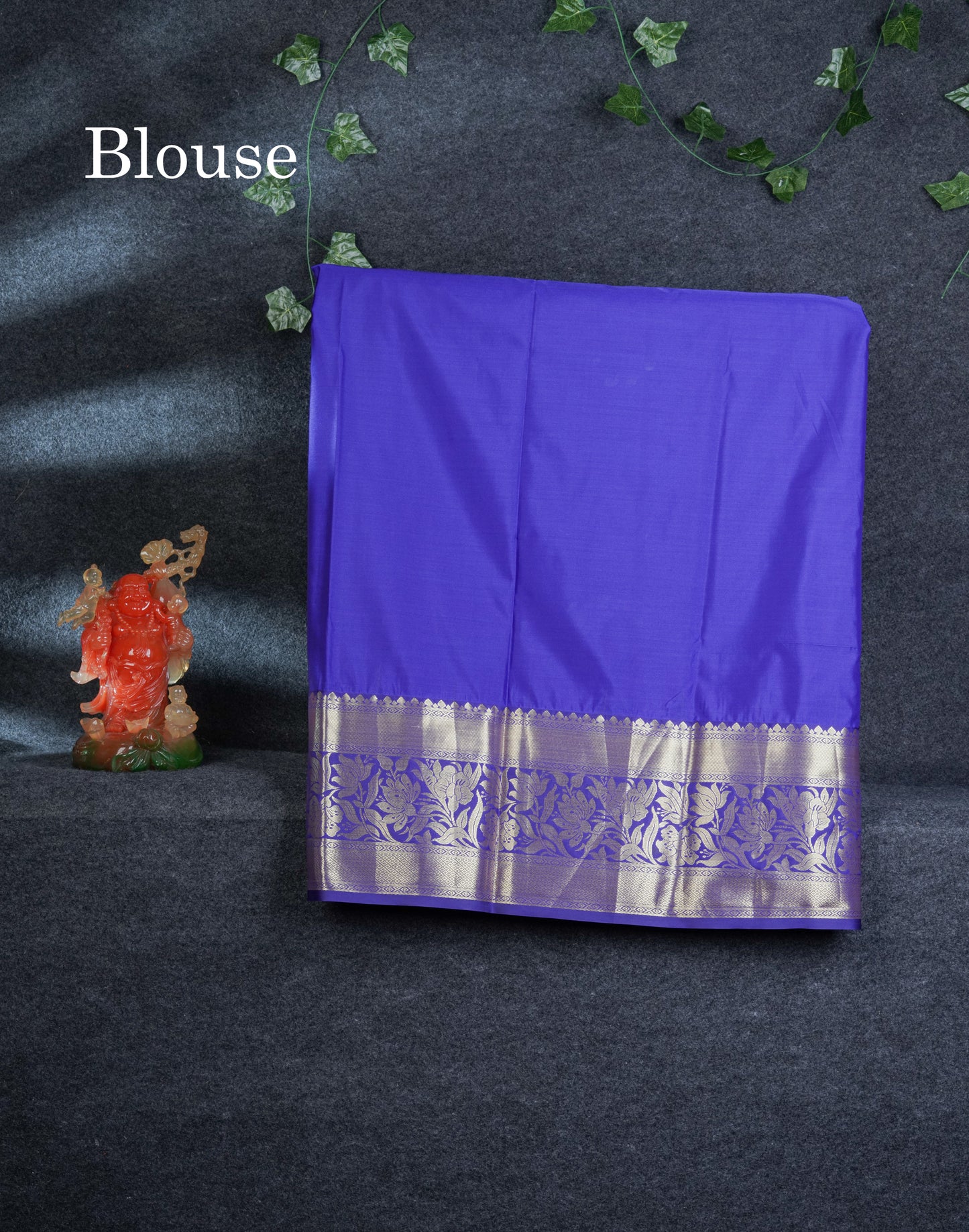 Semi Silk Pattu Pavadai (Green) With Royal Blue Blouse 44"
