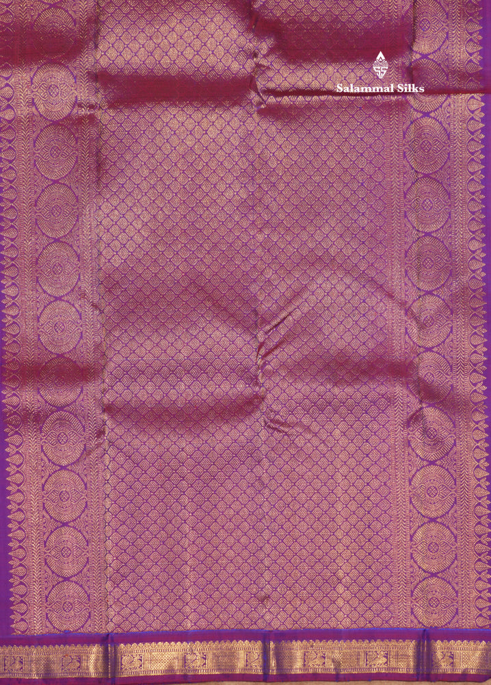 Peacock Blue Colour Pure Kanjivaram Silk Saree With Small Magenta Border