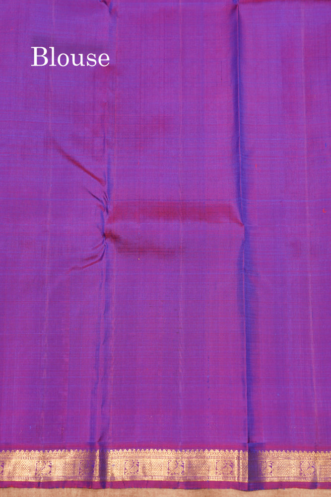 Peacock Blue Colour Pure Kanjivaram Silk Saree With Small Magenta Border