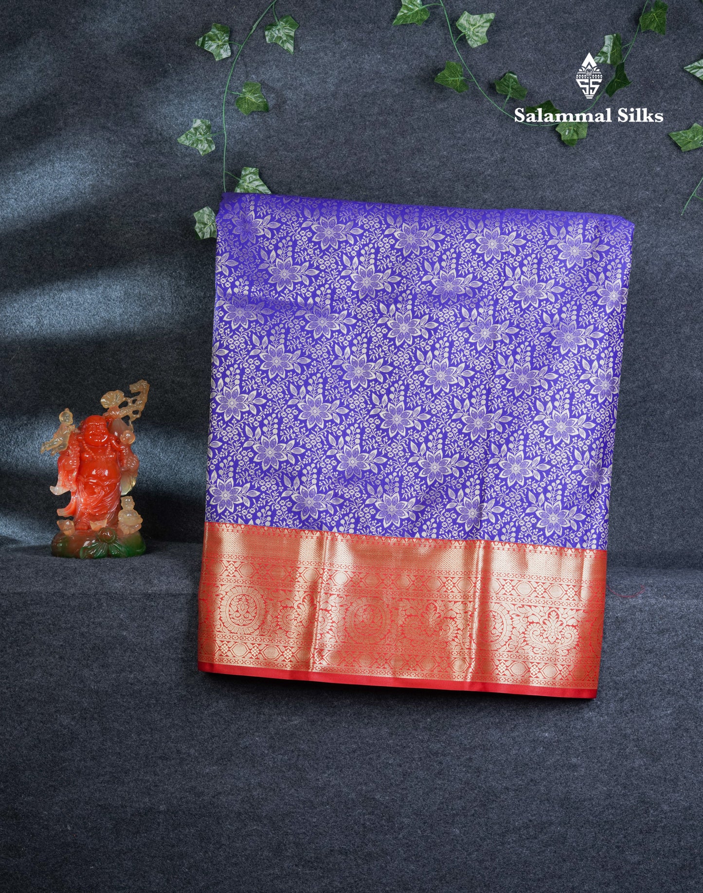 Semi Silk Pattu Pavadai (Violet) With Red Blouse 44"