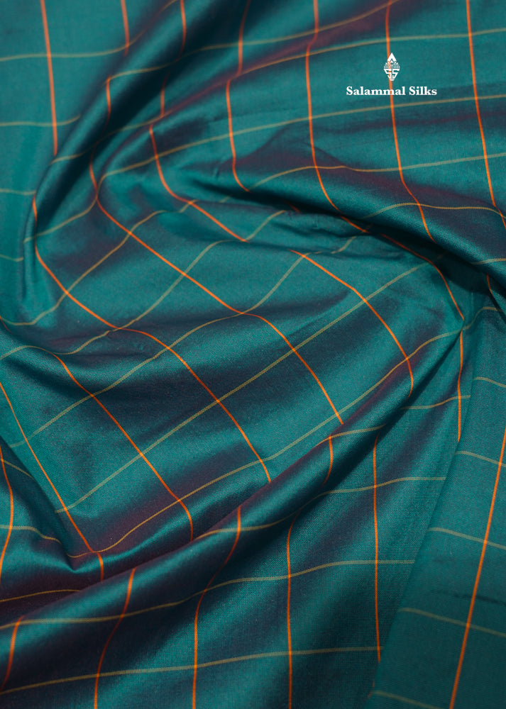 9 Yards Semi Silk Saree Green Colour with Gold Zari Border