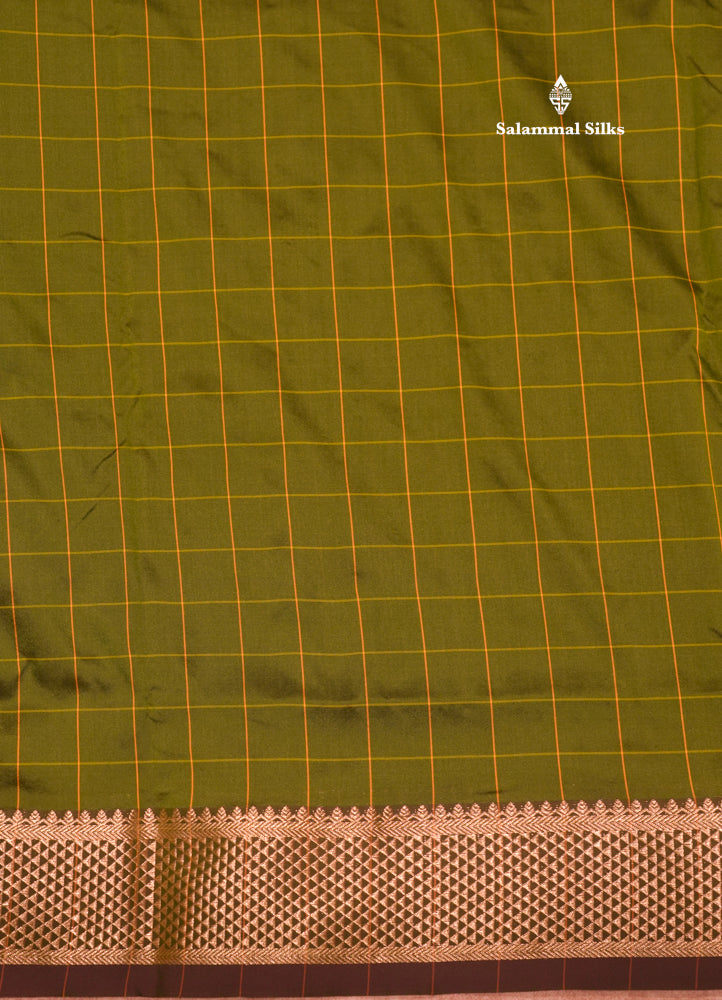 9 Yards Semi Silk Saree Green Colour with Gold Zari Border