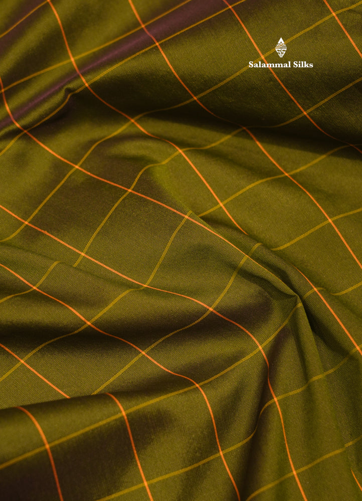 9 Yards Semi Silk Saree Green Colour with Gold Zari Border