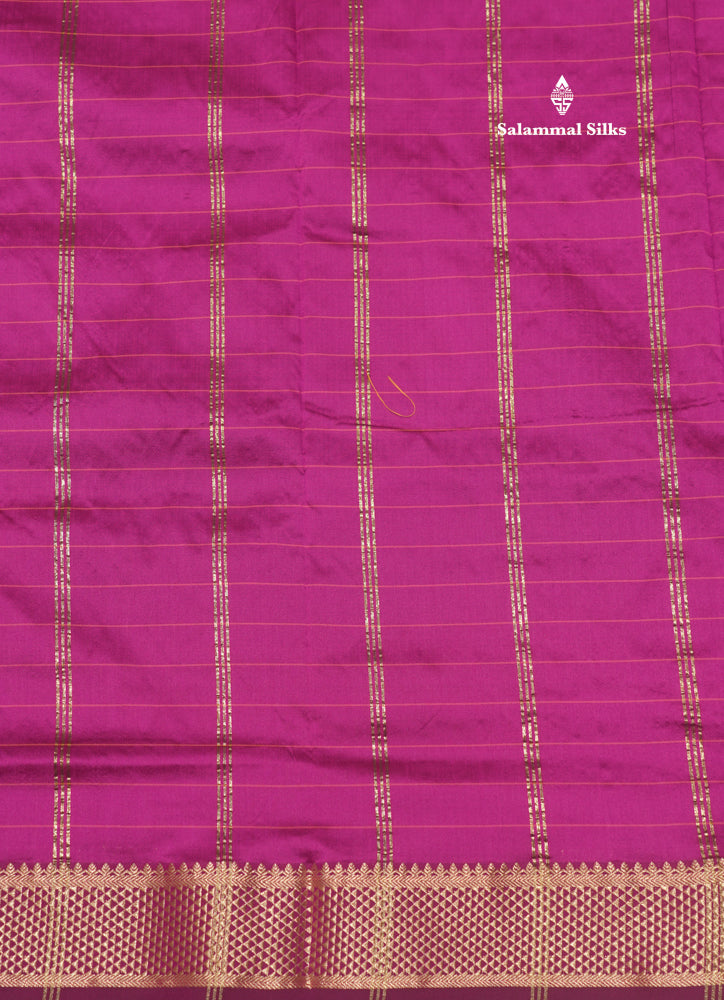 9 Yards Semi Silk Saree Green Colour with Gold Zari Border