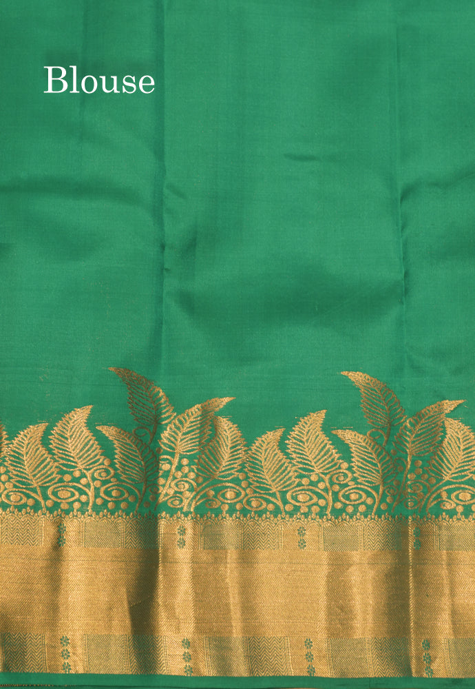 Dark Brown Pure Kanjivaram Silk Saree With Turning Border