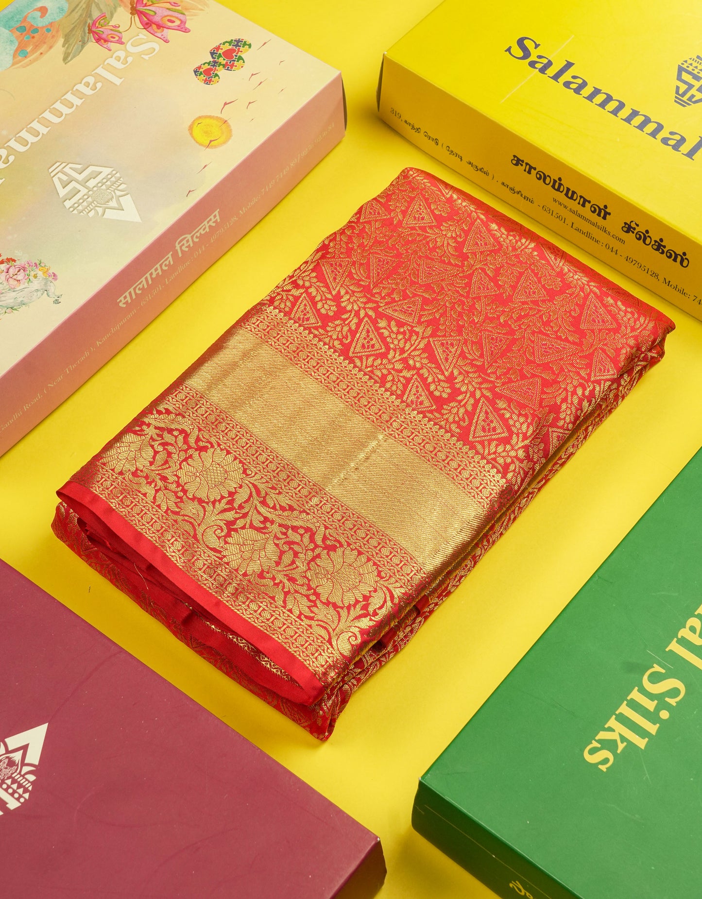 Red Bridal Pure Kanjivaram Silk Saree With Self Border