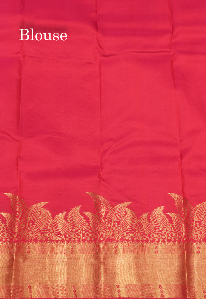 Dark Brown Pure Kanjivaram Silk Saree With Turning Border