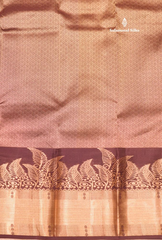 Dark Brown Pure Kanjivaram Silk Saree With Turning Border