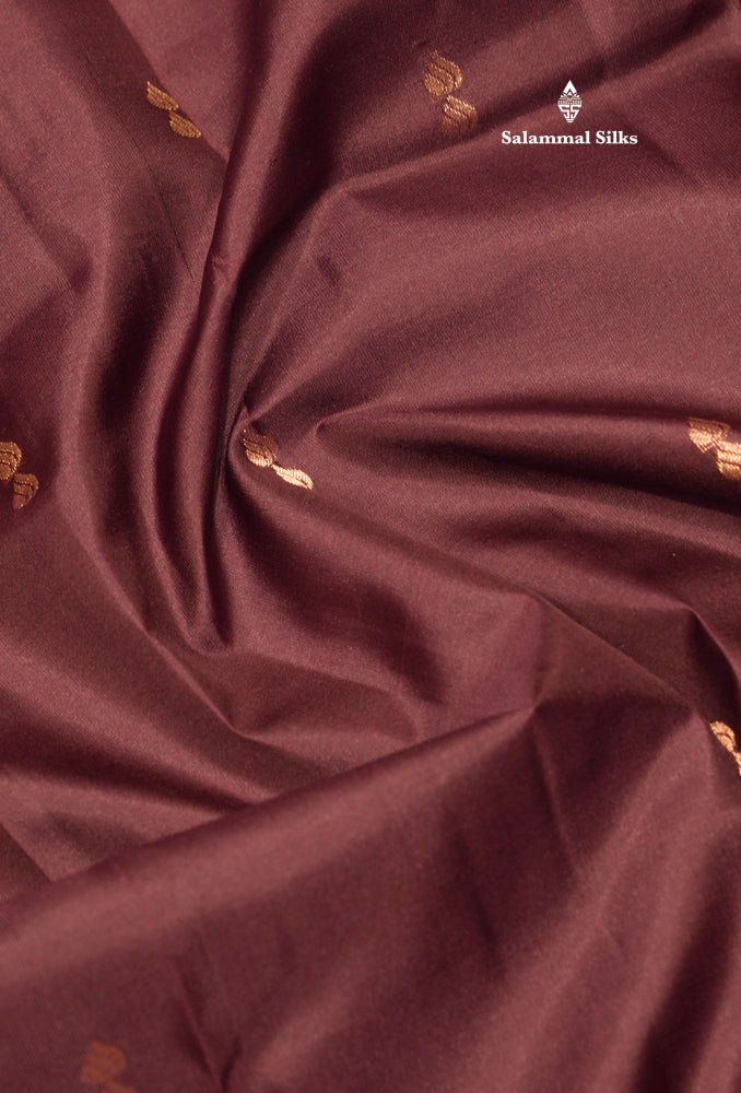 Dark Brown Pure Kanjivaram Silk Saree With Turning Border