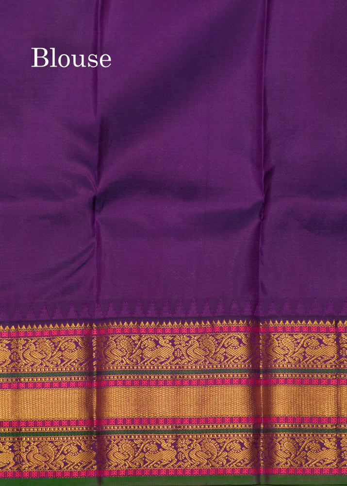 Pinkish Peach Colour Pure Kanjivaram Silk Saree With Traditional Border