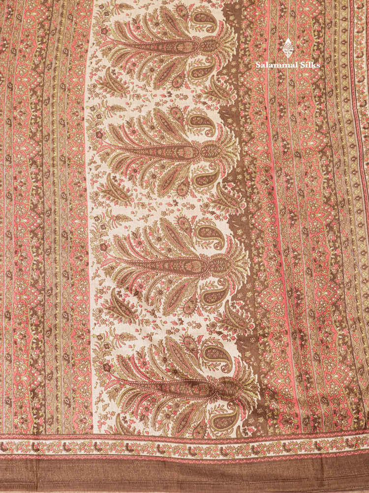 Half White Colour Fancy Semi Tussar Saree With Blouse