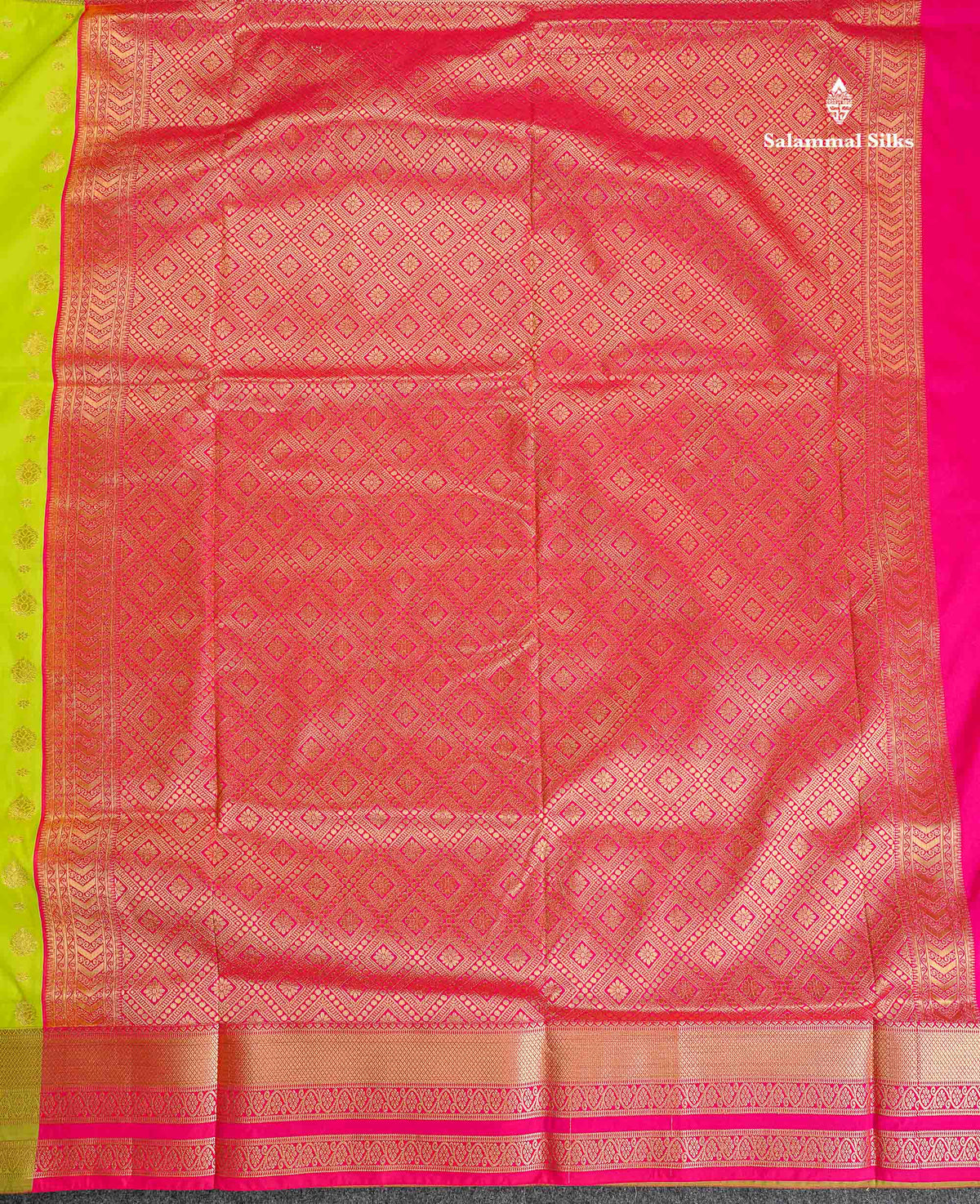 Semi Silk Saree - Bottle Green Colour Body Zari Butta With Traditional Border | 9.5 Yards