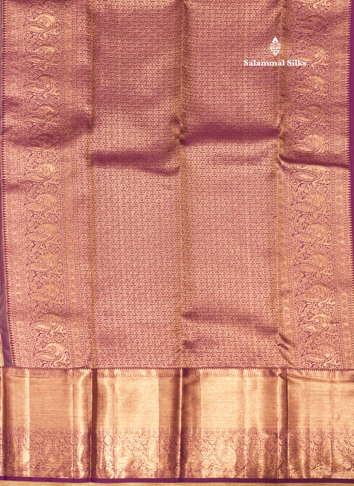 Pista Green Colour Pure Kanjivaram Silk Saree with Violet Border
