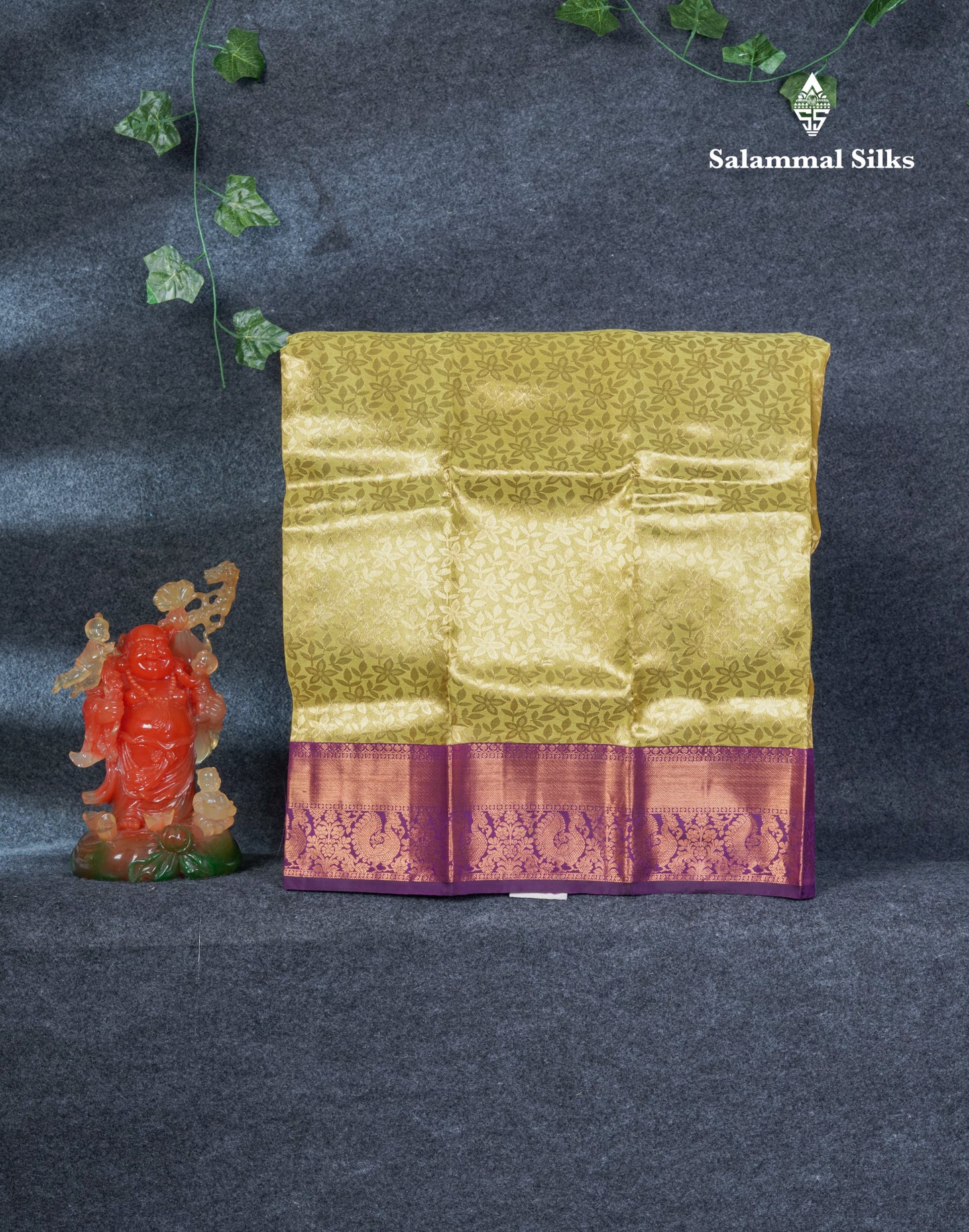 Pure Silk Pattu Pavadai (Lemon Yellow ) With Violet Blouse 27"