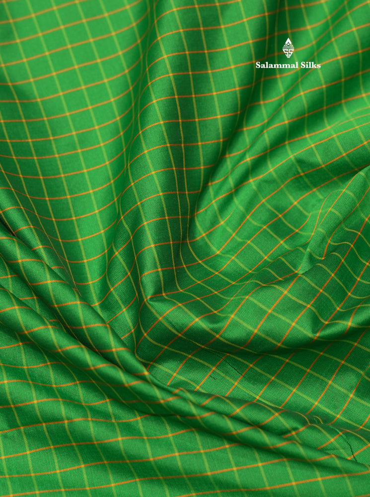 9 Yards Semi Silk Saree Peacock Green Colour with Pink Border