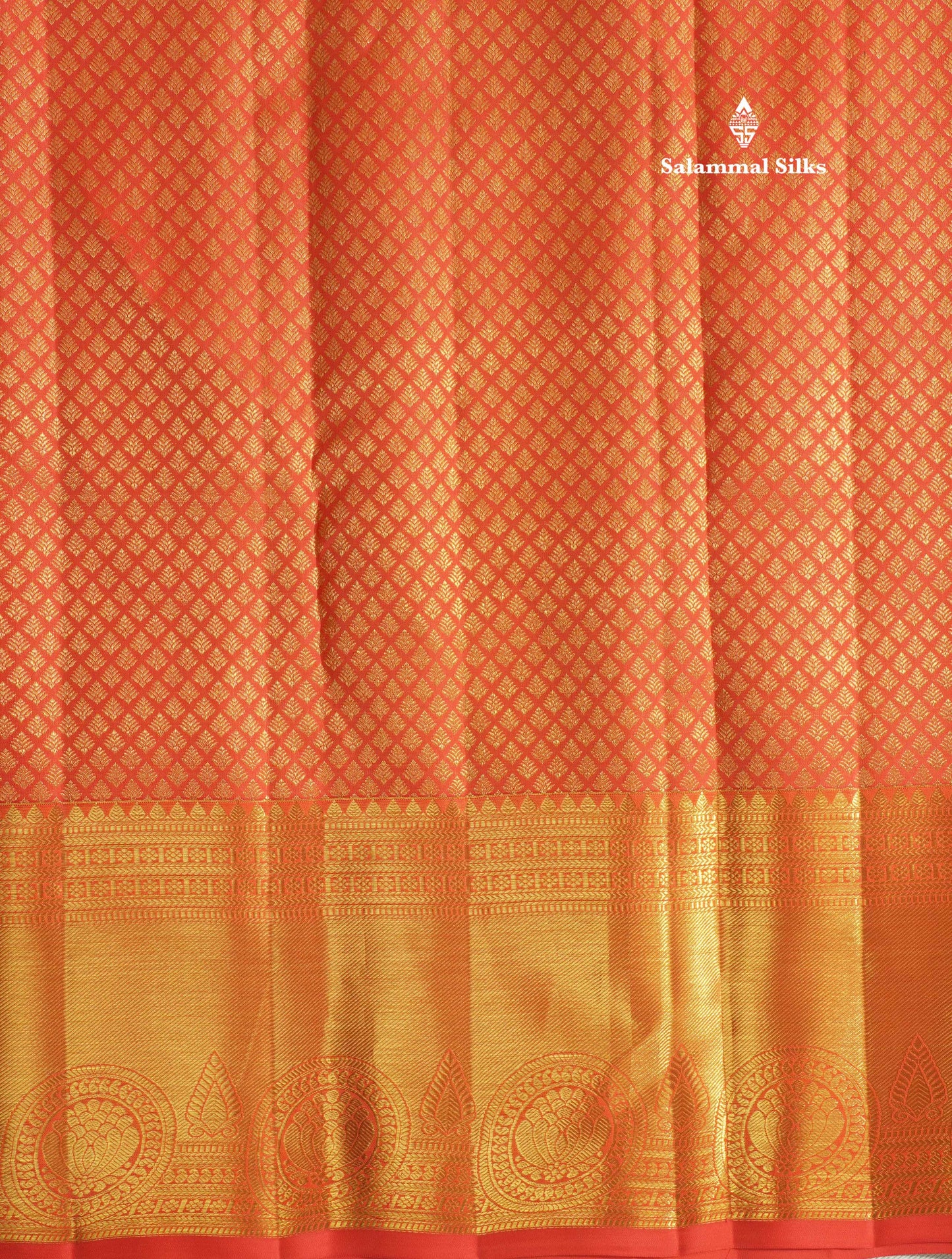 Pinkish Orange Bridal Pure Kanjivaram Silk Saree With Self Border