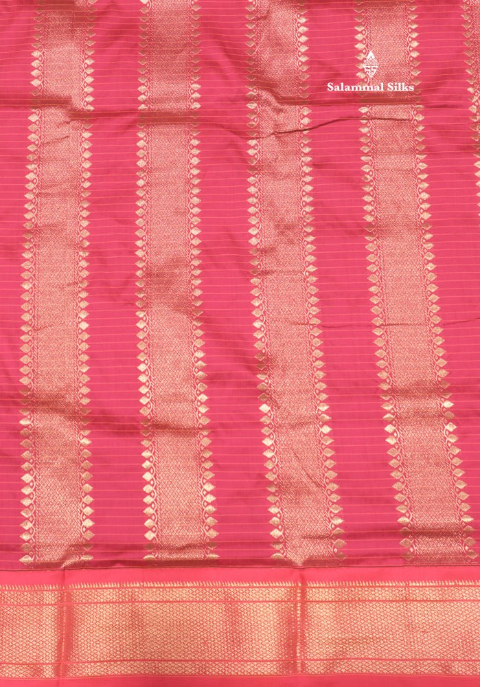 9 Yards Semi Silk Saree Peacock Green Colour with Pink Border