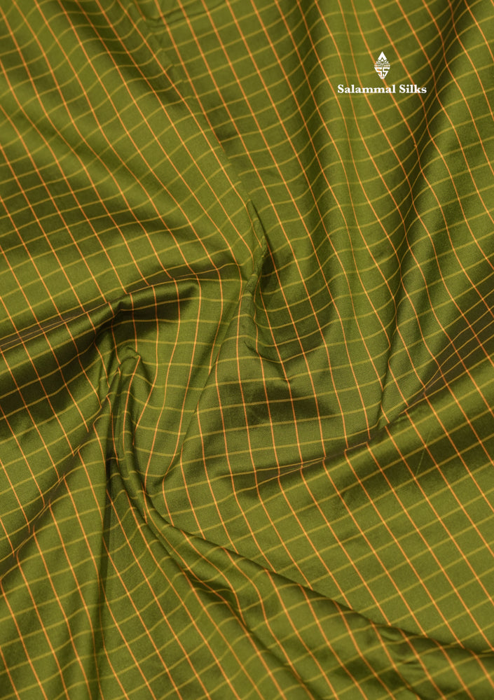 9 Yards Semi Silk Saree Peacock Green Colour with Pink Border