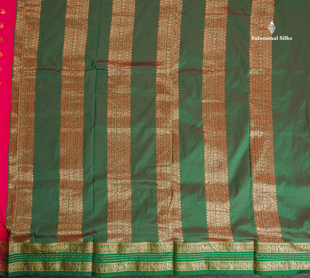 Semi Silk Saree - Magenta Pink Colour Body With Traditional Border | 9.5 Yards