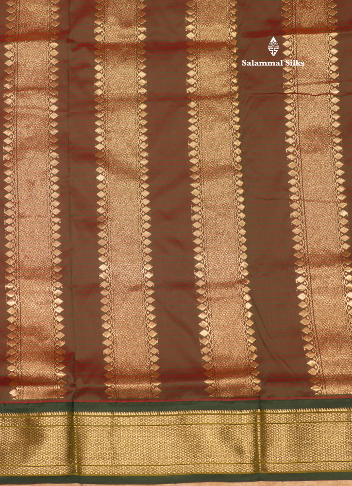 9 Yards Semi Silk Saree Peacock Green Colour with Pink Border
