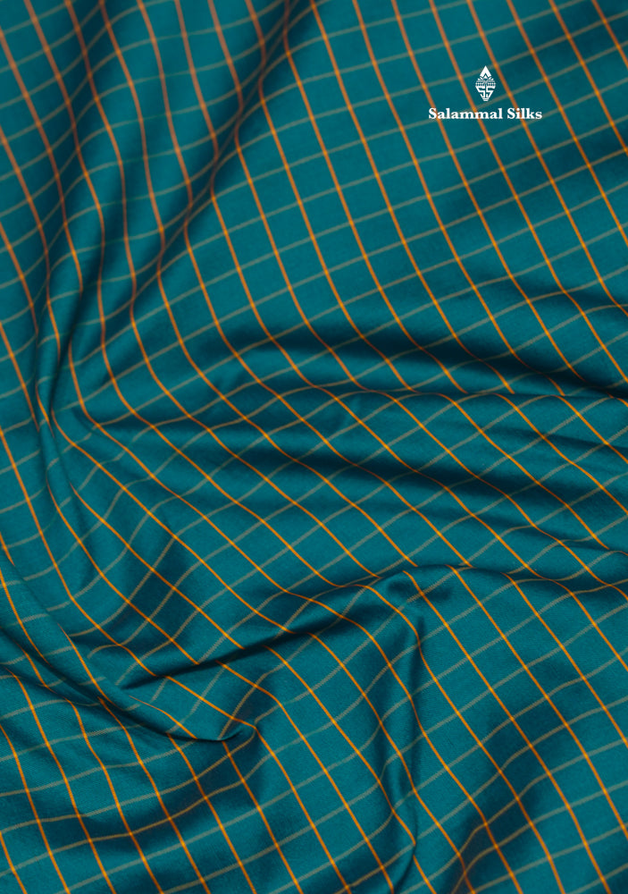 9 Yards Semi Silk Saree Peacock Green Colour with Pink Border