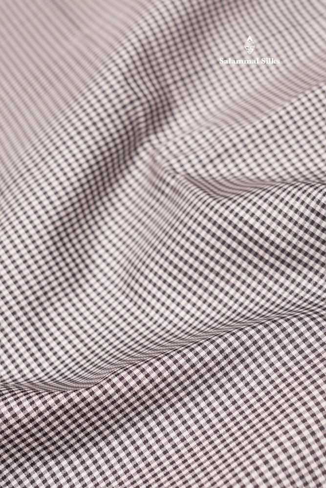 Kanjivaram Tiny Checks White & Black Pure Silk Saree With Contrast Black Border