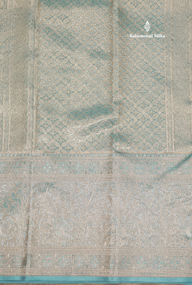 Rexona Green Colour Pure Kanjivaram Tissue Silk Saree with Light Ananda Border