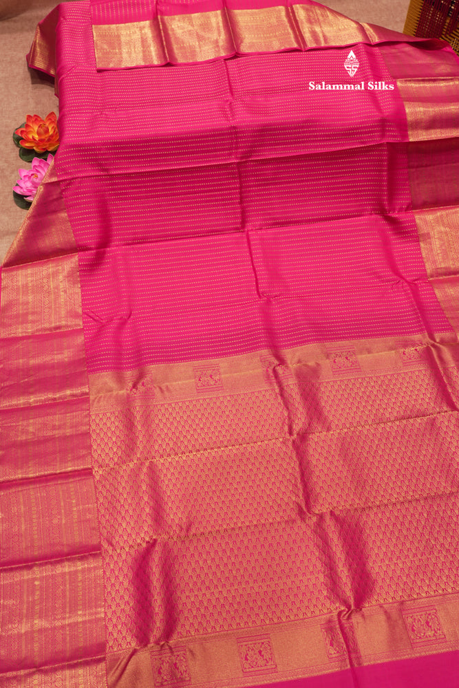 Magenta Pink Colour Pure Kanjivaram Silk Saree With Traditional Border