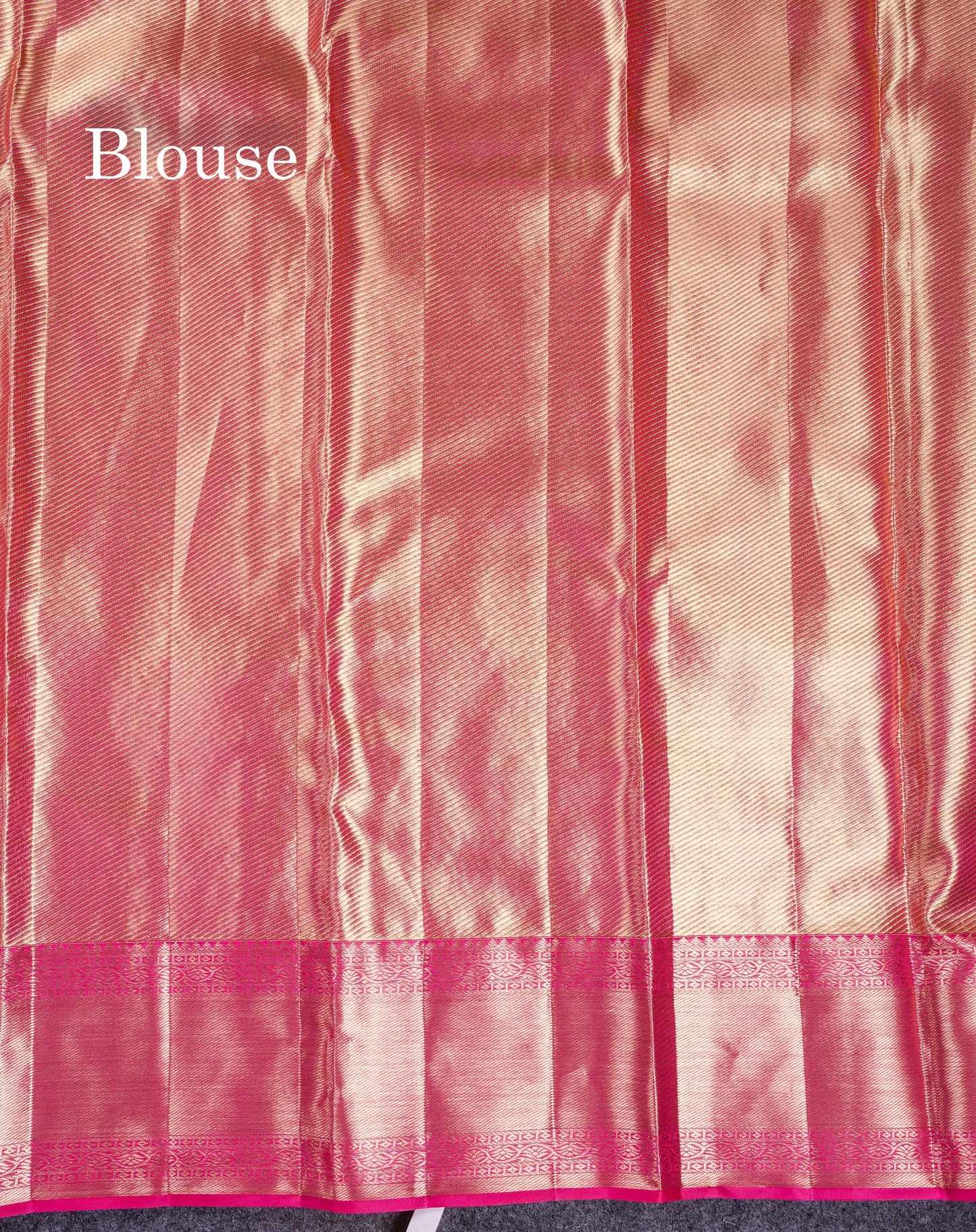 Beautiful Pink Tissue Bridal Pure Kanjivaram Silk Saree With Contrast Rani Pink Traditional Border