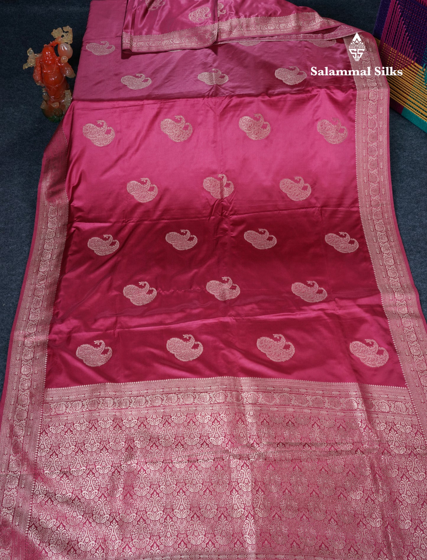 Beautiful Pink Shade Russian Silk Saree With Fancy Self Border