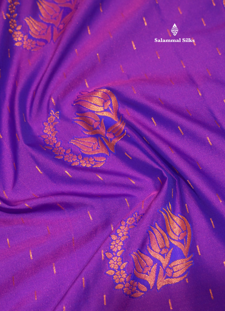 Violet Colour Semi Silk Saree With Saffire Green Border