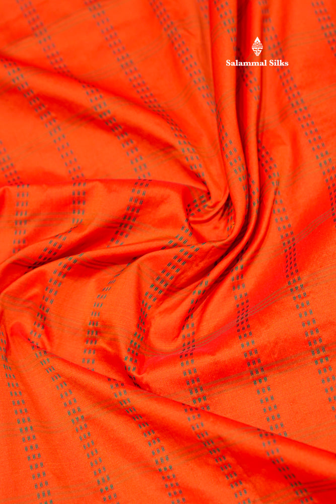 9 Yards Semi Silk Saree Orange Colour with Bottle Green Border