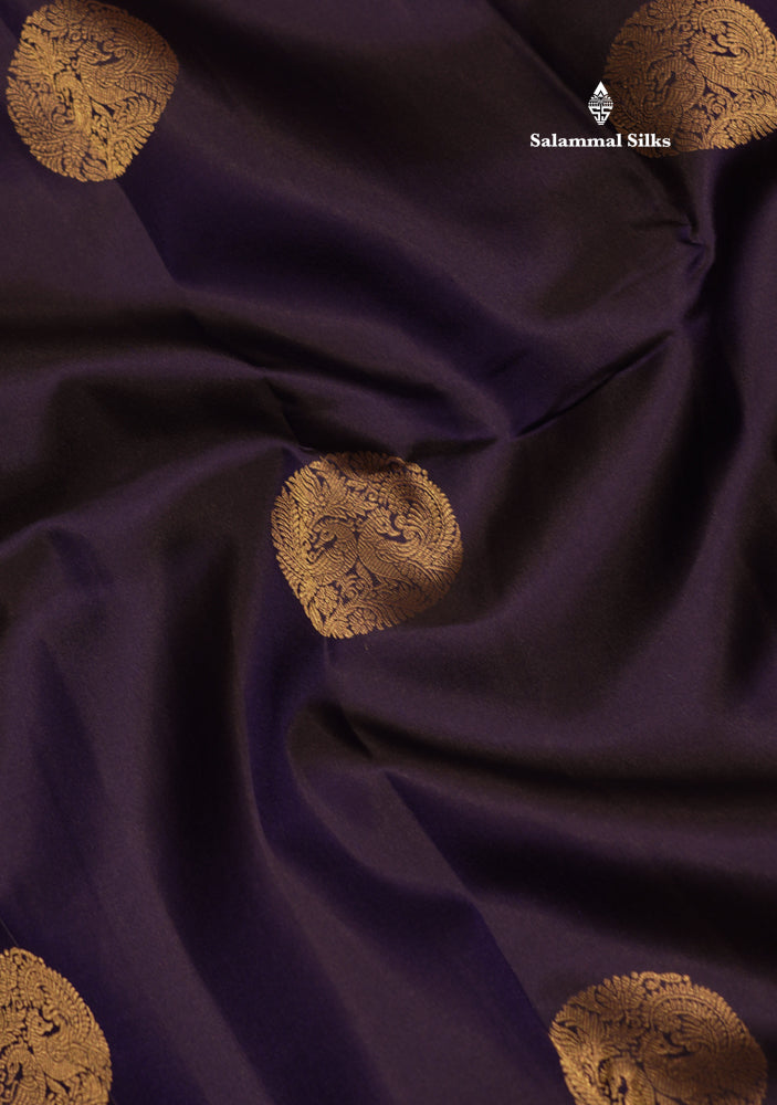 Dark Navy Blue Colour Pure Kanjivaram Silk Saree With Contrast Pinkish Red Border