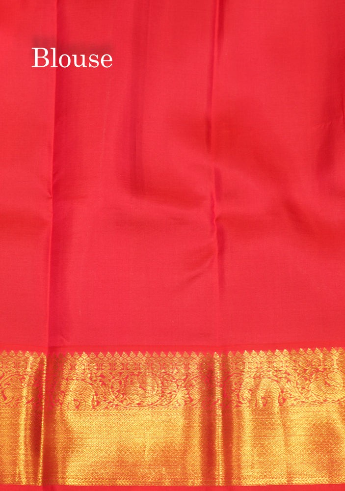 Dark Navy Blue Colour Pure Kanjivaram Silk Saree With Contrast Pinkish Red Border