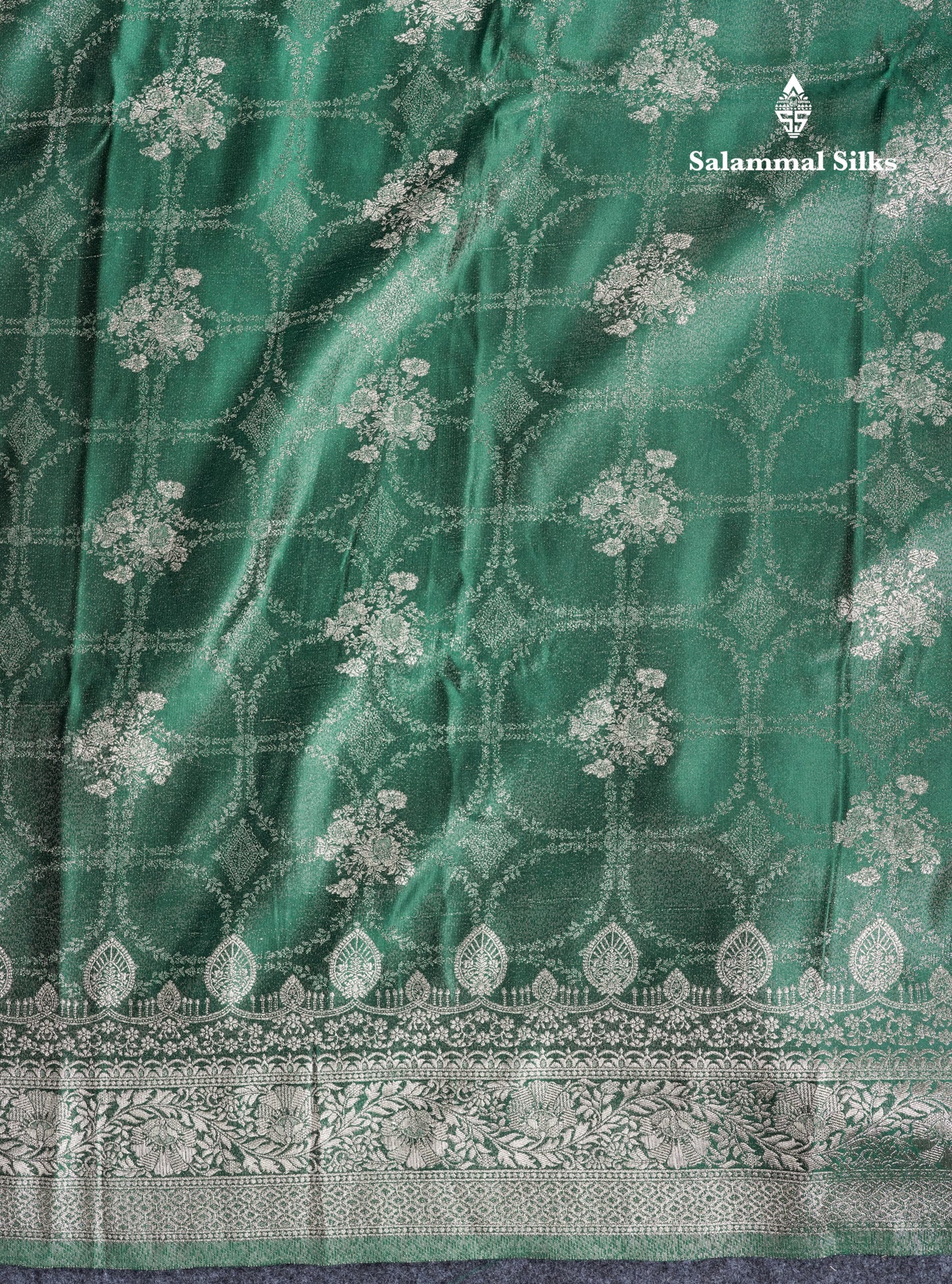 Beautiful Bottle Green Russian Silk Saree With Fancy Self Border