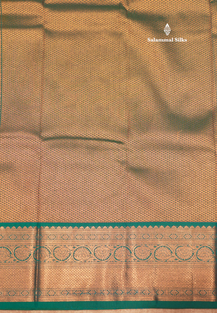 Orange Colour Zari Lines Semi Silk Saree With Saffire Green Border