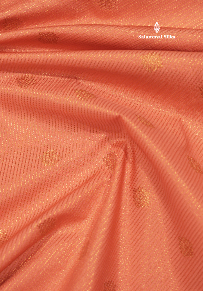 Peach Colour Vaira Oosi Semi Silk Saree With Saffire Green Border