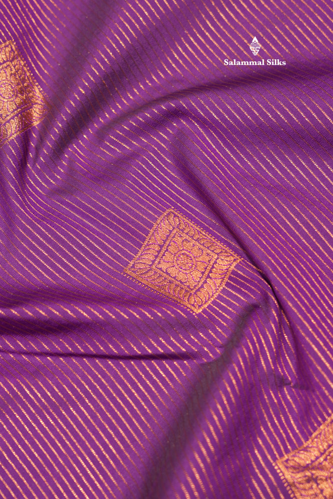 Violet Colour Zari Lines Semi Silk Saree With Saffire Green Border