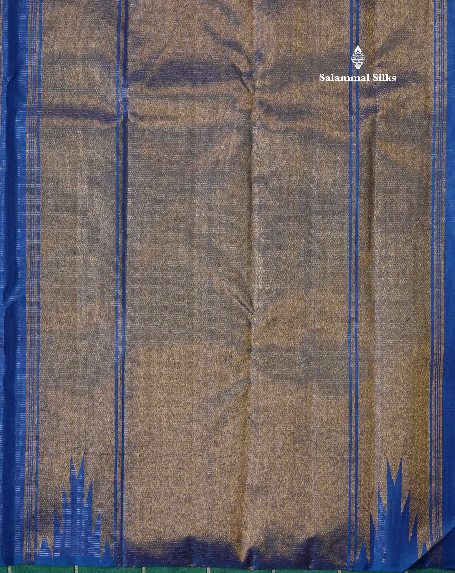 Royal Blue Tiny Checks 8 Kol Pure Kanjivaram Silk Saree with Traditional Temple Border