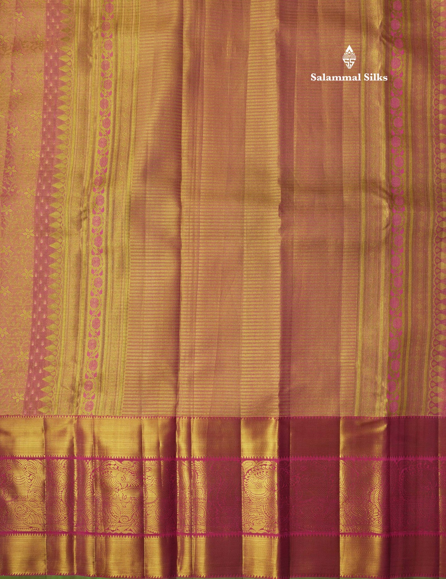 Light Pink Tissue Bridal Pure Kanjivaram Silk Saree With Traditional Border
