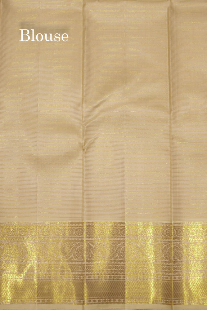 Korvai Vairaoosi Red Colour Pure Kanjivaram Silk Saree With Cream Border