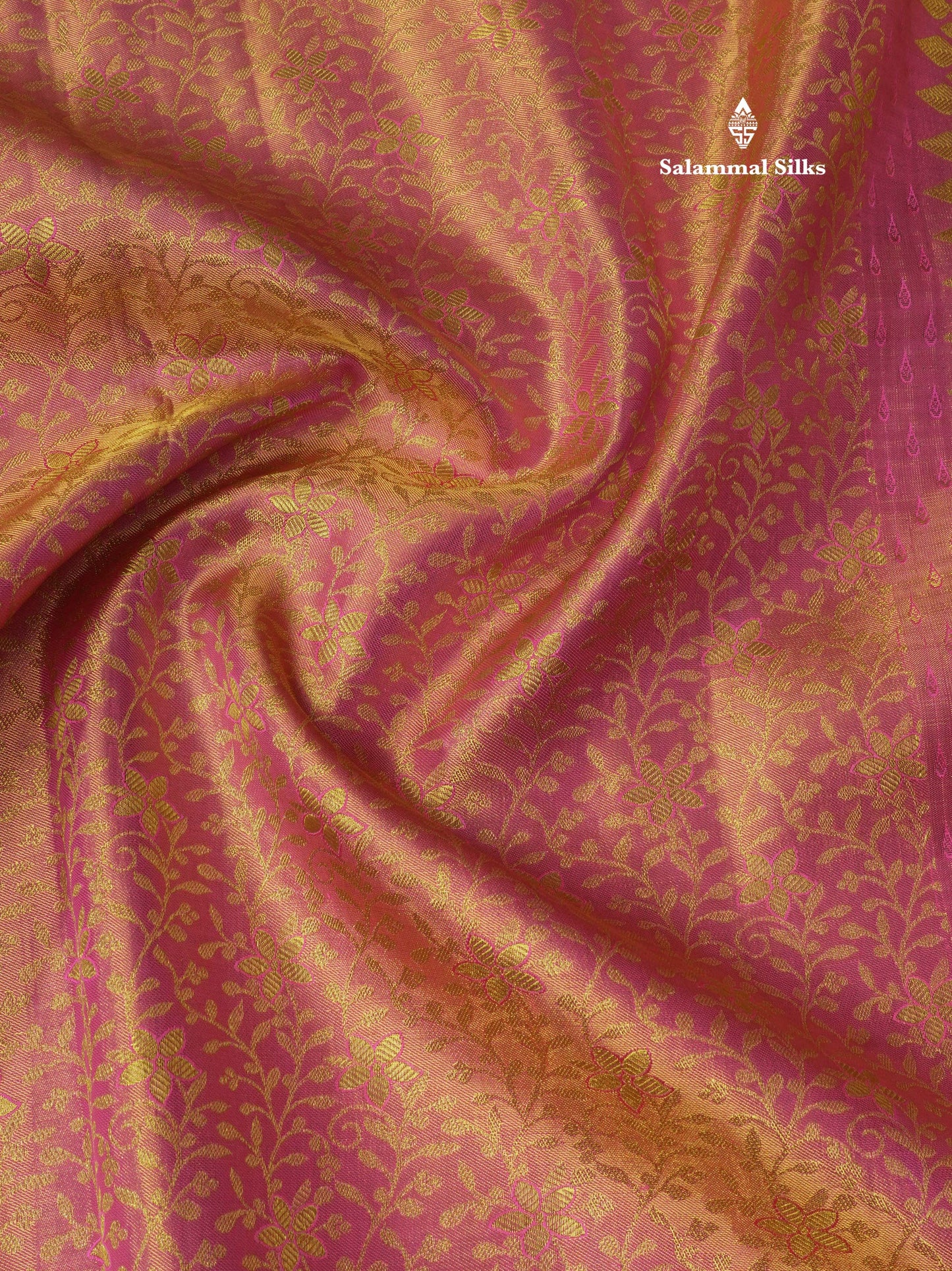 Light Pink Tissue Bridal Pure Kanjivaram Silk Saree With Traditional Border