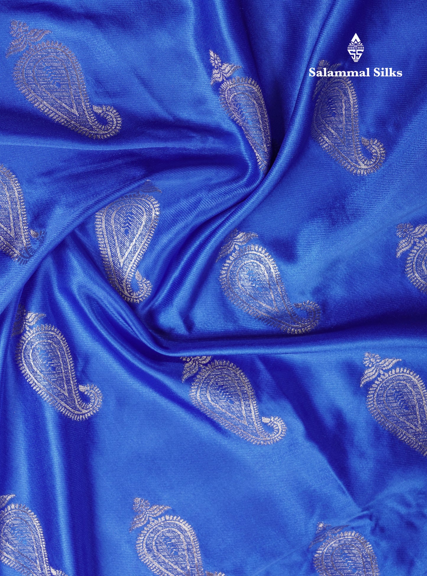 Beautiful Royal Blue Russian Silk Saree With Fancy Self Border