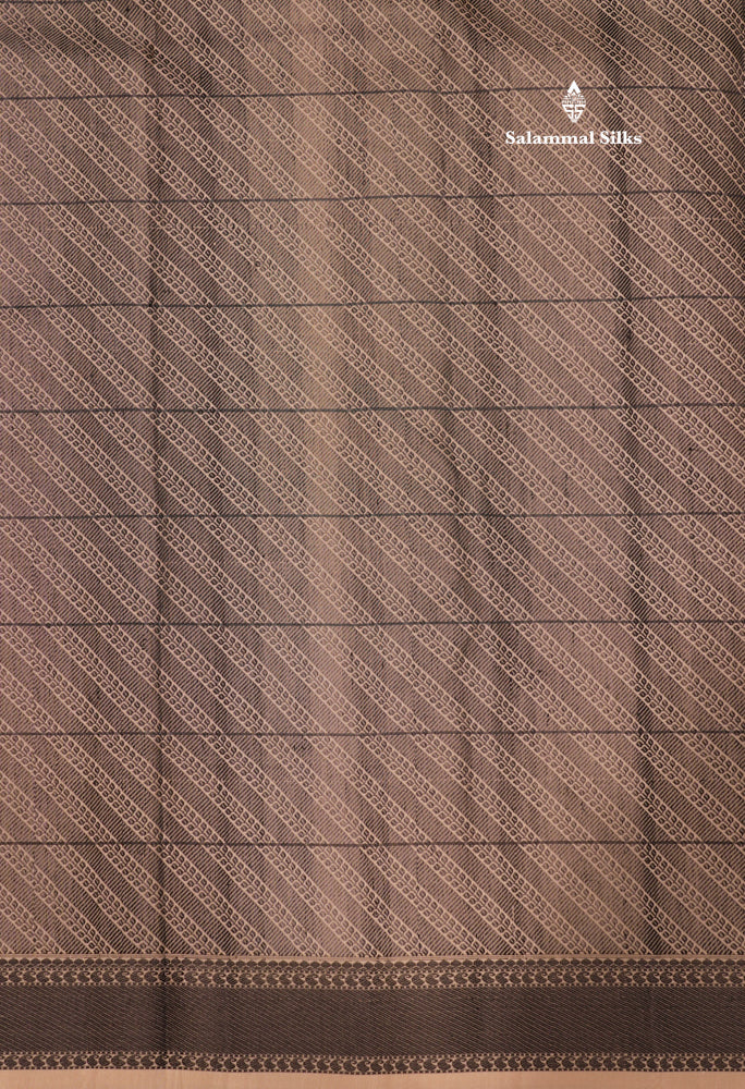 Zari less Cream Colour Checks Pure Kanjivaram Silk Saree With Black Border (No Zari)