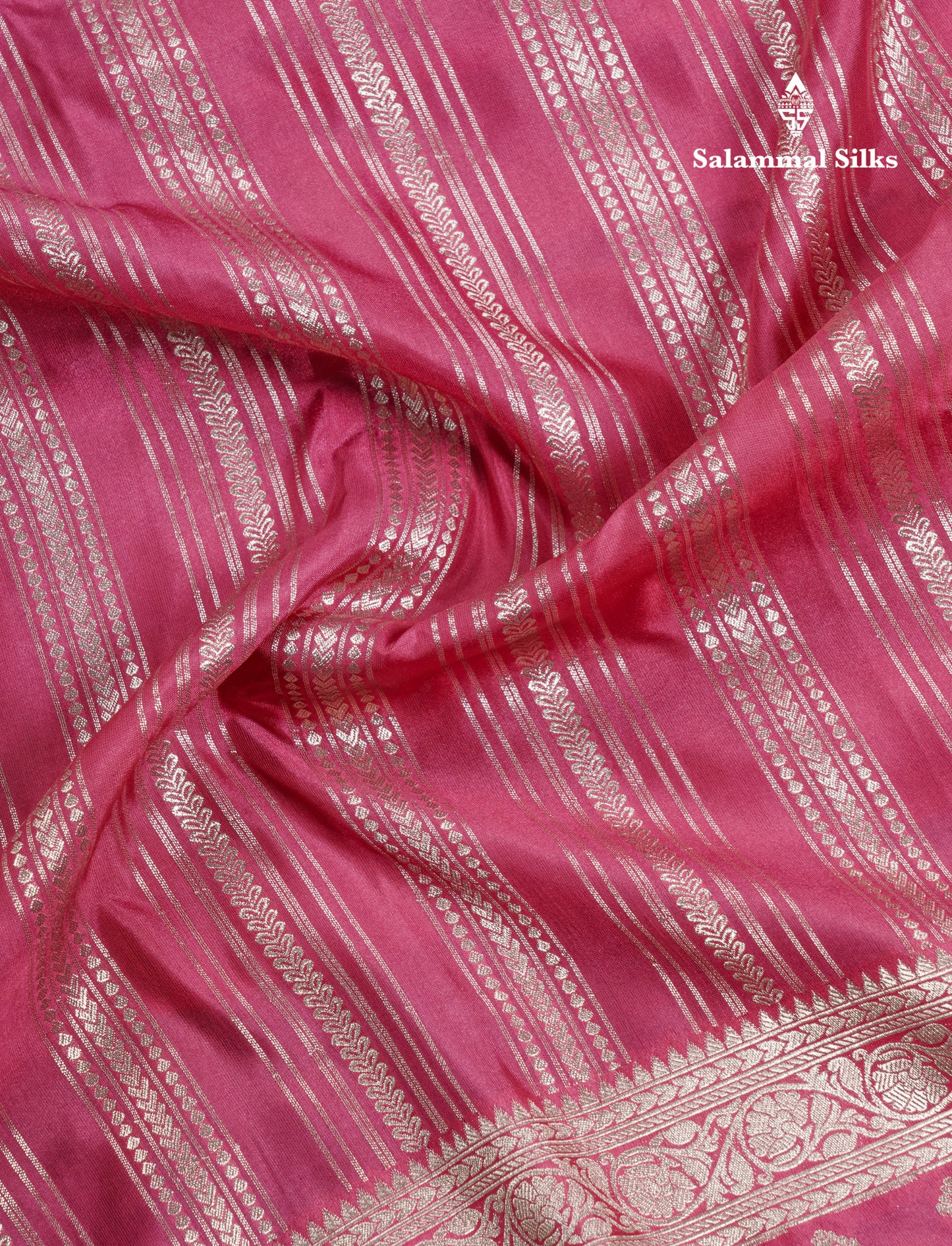 Beautiful Pink Shade Russian Silk Saree With Fancy Self Border