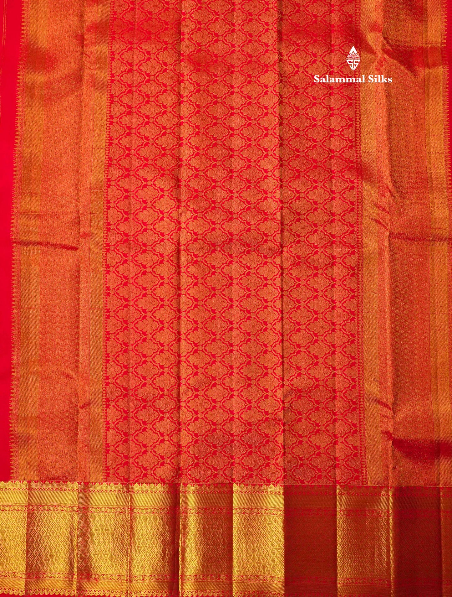 Chilly Red Bridal Pure Kanjivaram Silk Saree With Self Border