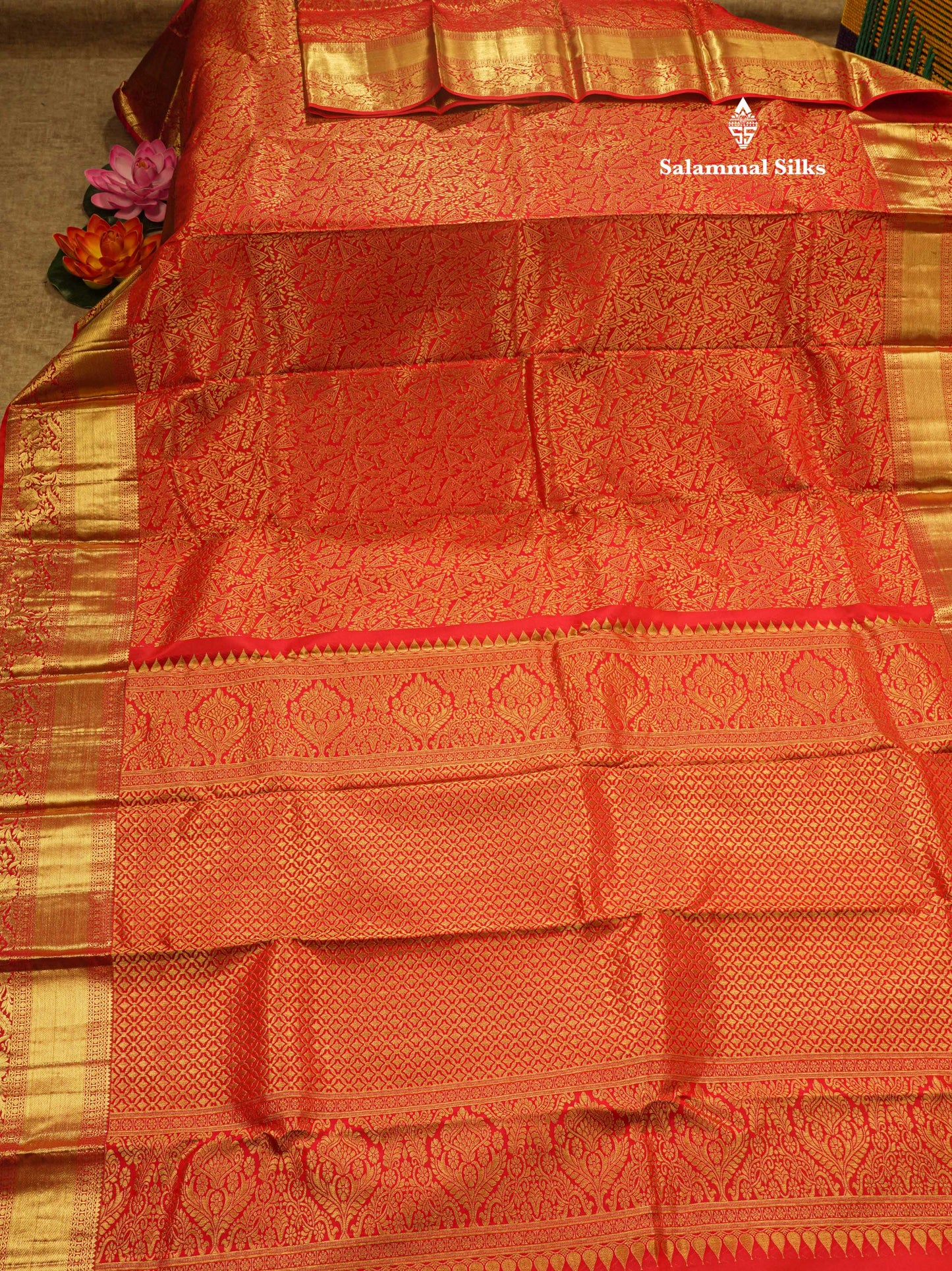 Red Bridal Pure Kanjivaram Silk Saree With Self Border