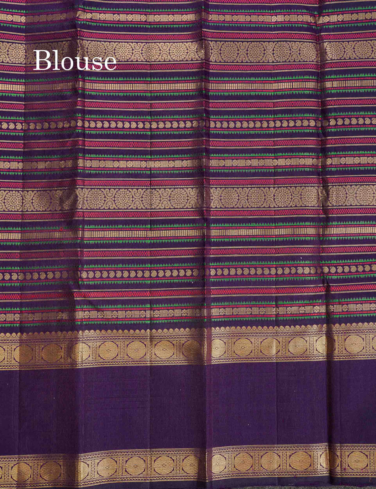Korvai Pure Kanjivaram Silk Saree - Light Grey Colour Body With Contrast Dark Violet Traditional Rettapet Border