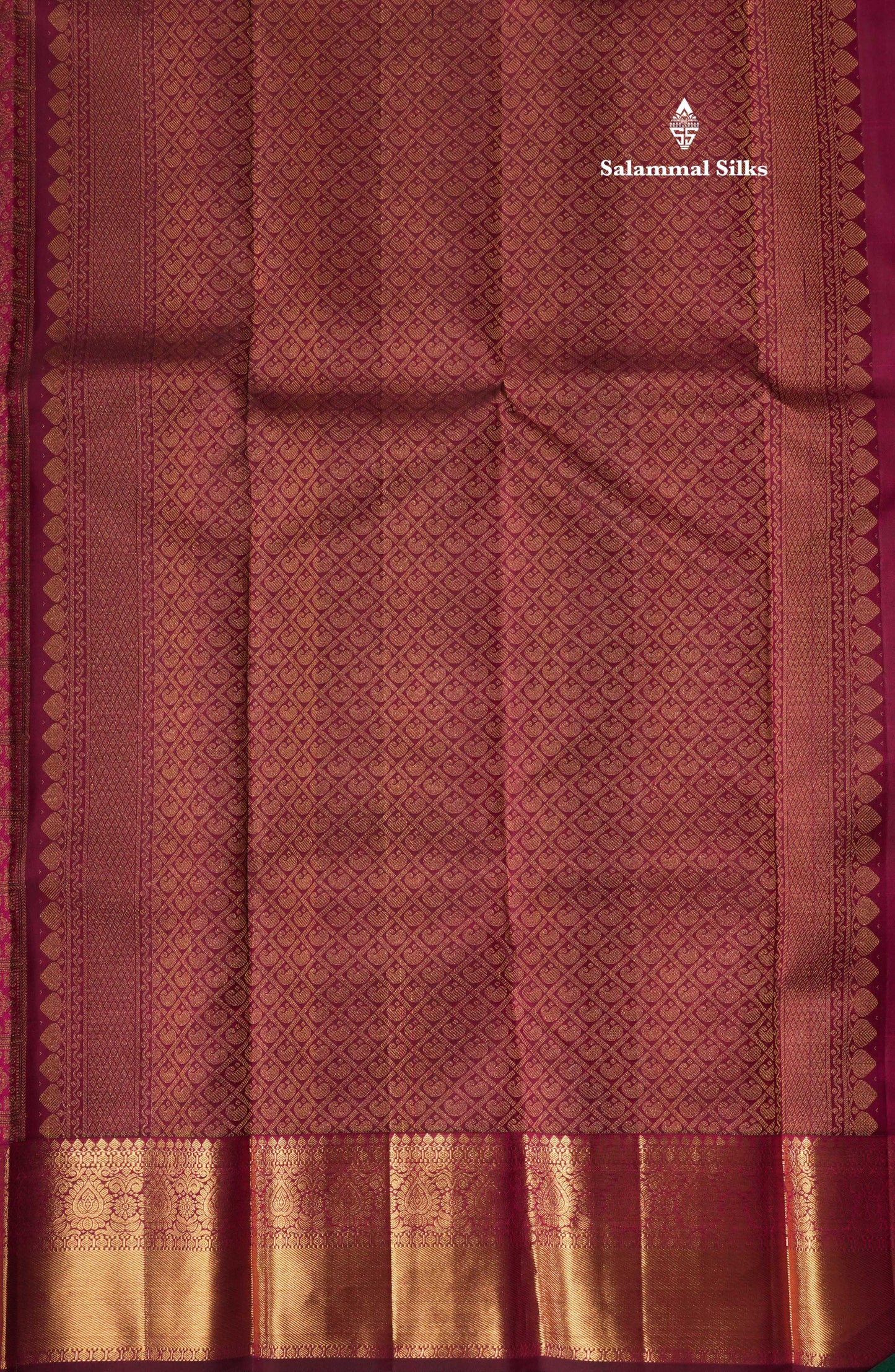 Magenta & Magenta Pink Checks Bridal Pure Kanjivaram Silk Saree With Self Border